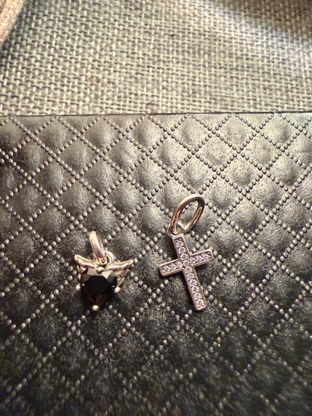 Pandora Silver Cross and Black Stone Pendant Set for Me Bracelet - Picture 5 of 5